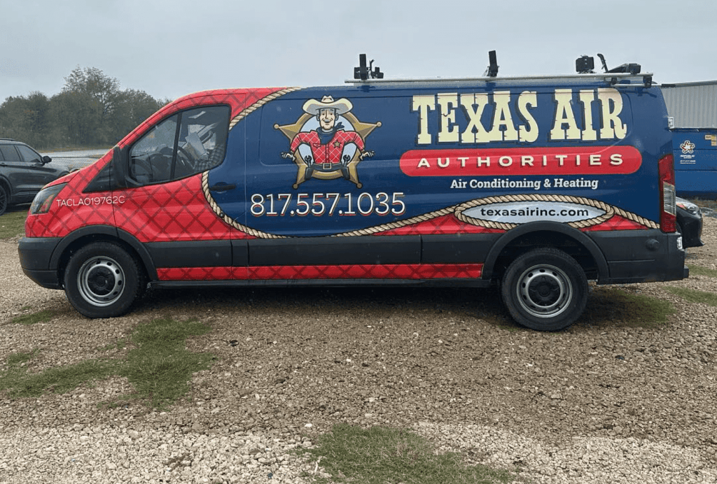 Van wrap for Texas Air Authorities on a Ford Transit by 1st Class Graphics in Mansfield, TX